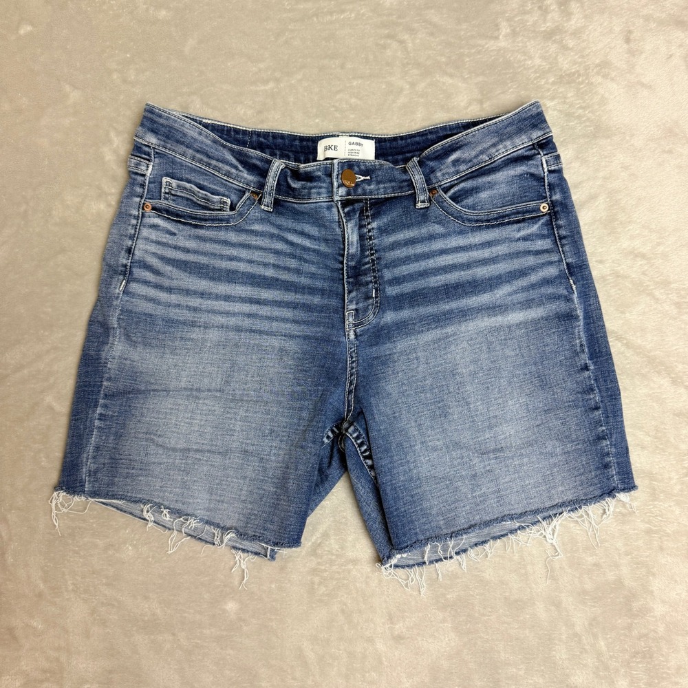 BKE Gabby Cutoff Denim Shorts Womens 30 Blue High Rise Curvy Fit Festival EUC